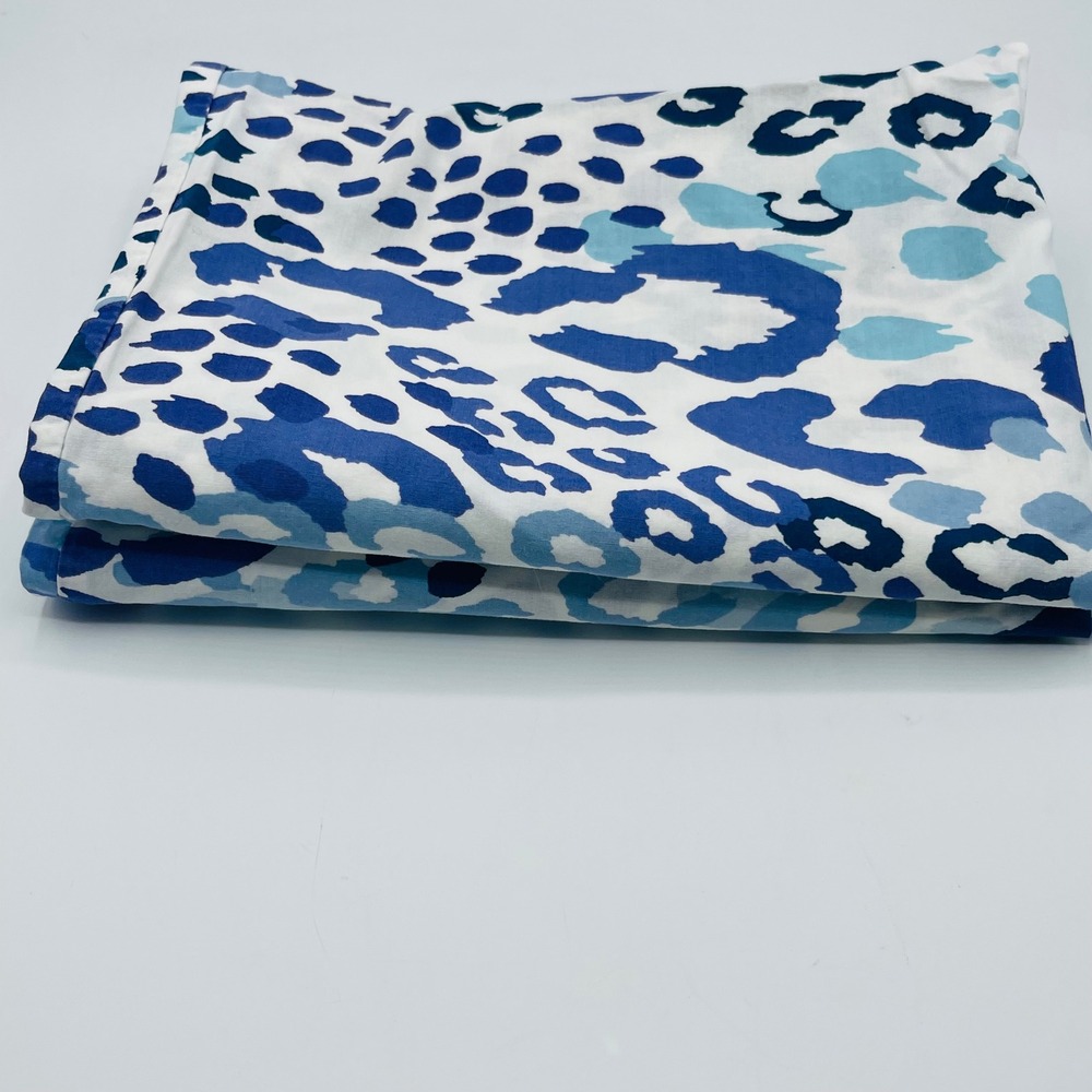 PBteen 2 Blue Leopard Animal Print Standard Pillowcase White Blue PB Teen